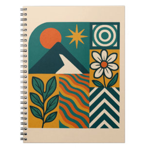 Retro Nature Abstract Art–Modern Geometric Floral Notebook