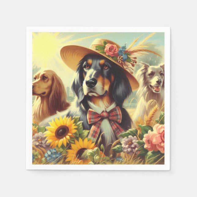 Retro Nature Dogs Napkin (Front)