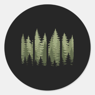 Retro Nature Trees Wildlife Forest Classic Round Sticker