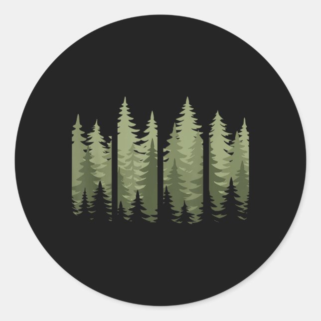 Retro Nature Trees Wildlife Forest Classic Round Sticker (Front)