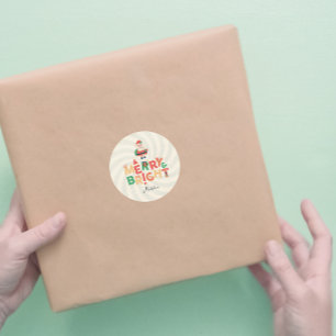 Retro naughty Santa Claus Classic Round Sticker