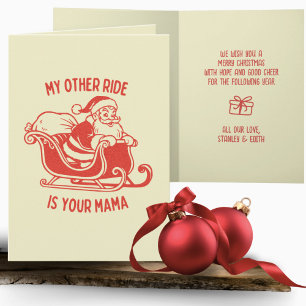 Retro Naughty Santa Yo Mama Funny Christmas Card