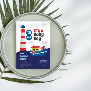 Retro Nautical Baby Shower Invitation