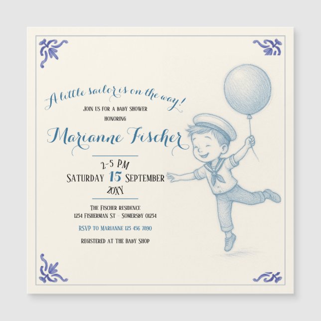 Retro Nautical Boy's Baby Shower Invitation (Front)