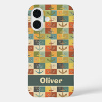 Retro Nautical Modern Anchor Pattern