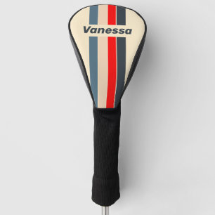 Retro Nautical Rainbow Pin Striped with Name Golf Head Cover