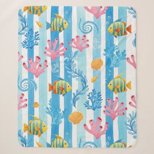 Retro Nautical Watercolor Pattern (11) Sherpa Blanket