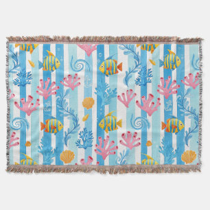 Retro Nautical Watercolor Pattern (11) Throw Blanket