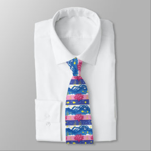 Retro Nautical Watercolor Pattern (13) Tie
