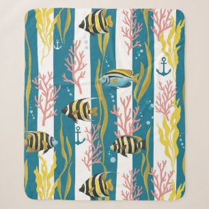 Retro Nautical Watercolor Pattern (14) Sherpa Blanket