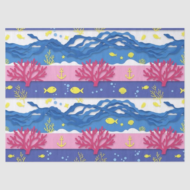 Retro Nautical Watercolor Pattern (16) Tissue Paper (Front)