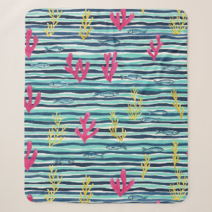 Retro Nautical Watercolor Pattern (1) Sherpa Blanket