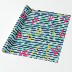 Retro Nautical Watercolor Pattern (1) Wrapping Paper