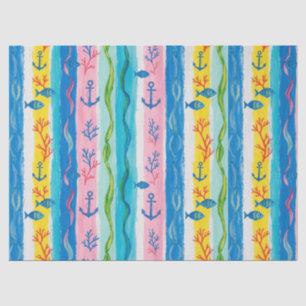 Retro Nautical Watercolor Pattern (4) Tissue Paper