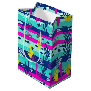 Retro Nautical Watercolor Pattern (5) Medium Gift Bag