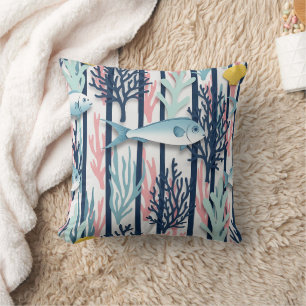 Retro Nautical Watercolor Pattern (6) Cushion