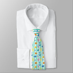 Retro Nautical Watercolor Pattern (9) Tie