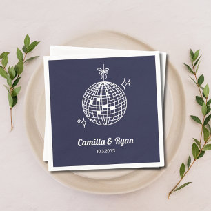 Retro Navy Blue Disco Wedding Decor Napkins