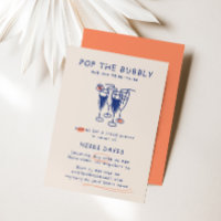 Retro Navy Blue Pop The Bubbly Bridal Shower