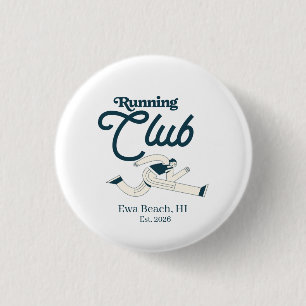 Retro Navy Blue Running Club Personalised Graphic 3 Cm Round Badge