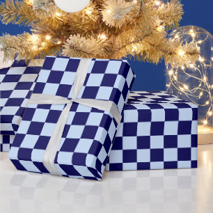 Retro Navy Blue Tartan Plaid Christmas Wrapping Paper