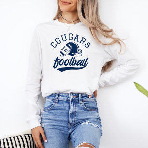 Retro Navy Custom Football Team Long Sleeve Tri-Blend Shirt