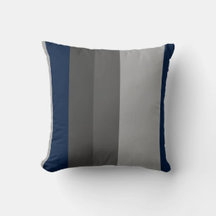 Retro Navy Gray Vertical Stripes Cushion