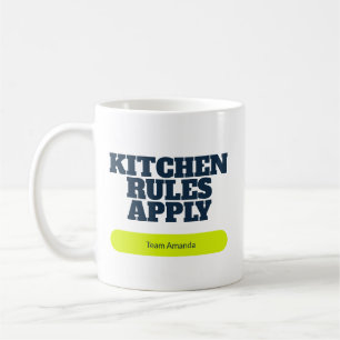 Retro Navy Lime Kitchen Rules Apply Pickleball Coffee Mug