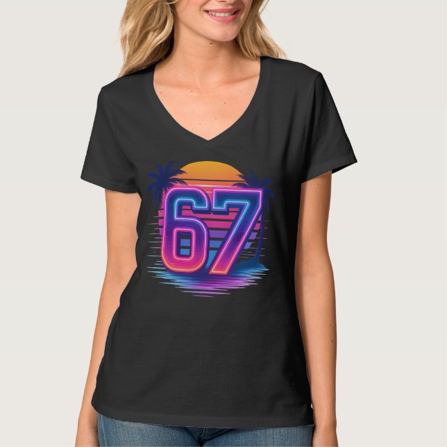 Retro Neon 67 Aesthetic T-Shirt (Front)