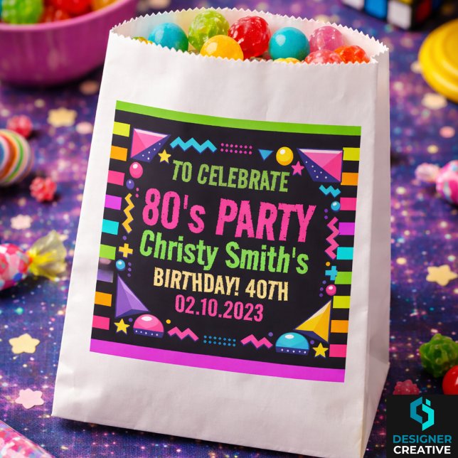 Retro Neon 80s Birthday Party Favour Bags (Retro Neon 80s Birthday Party Favor Bag
)