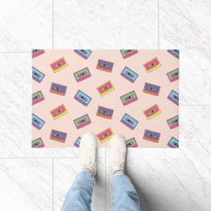 Retro Neon Audio Cassette Tape Pattern Doormat