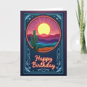 Retro Neon Birthday Card