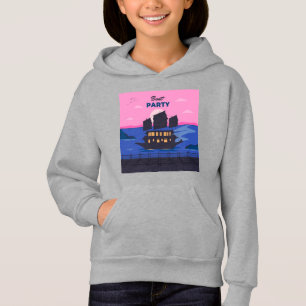 Retro Neon Boat Party Kids Hoodie