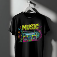 Retro Neon Boombox Music Art - 80s 90s Graffiti