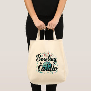  Retro Neon "Bowling Is My Cardio" Funny Bowling Tote Bag