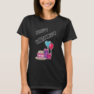 Retro Neon Bubble Text Happy Birthday  T-Shirt
