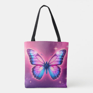 Retro Neon Butterfly Tote Bag