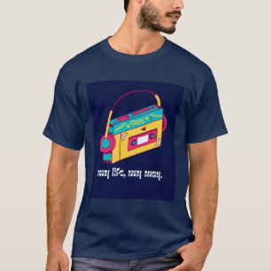 Retro Neon Cassette Player My Life My Way Groovy  T-Shirt