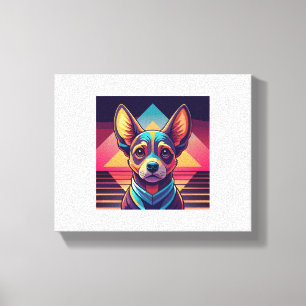 Retro Neon Chihuahua – Vibrant Synthwave Dog Art Canvas Print
