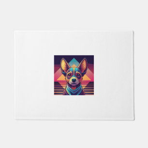 Retro Neon Chihuahua � Vibrant Synthwave Dog Art Doormat
