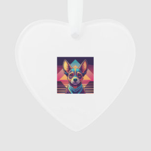 Retro Neon Chihuahua � Vibrant Synthwave Dog Art Ornament