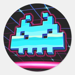 Retro Neon Classic Round Sticker