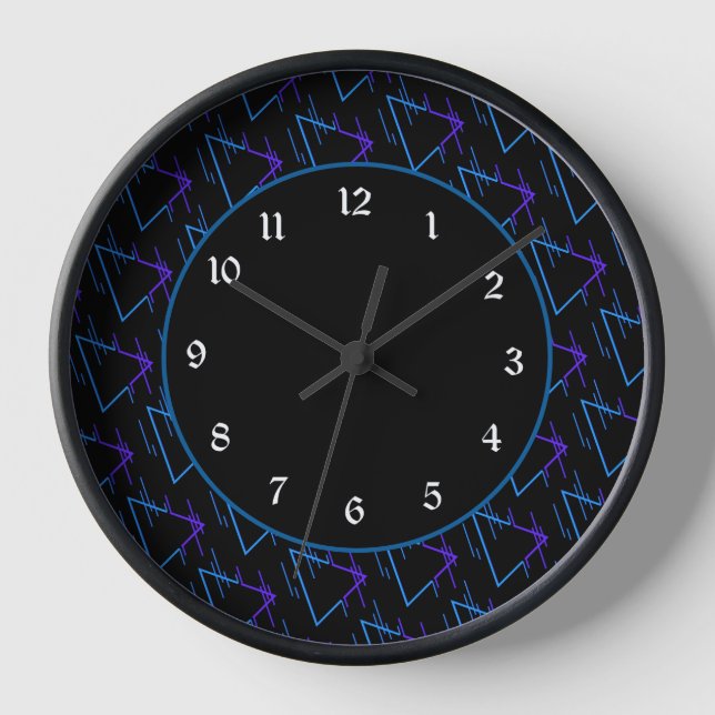 Retro Neon Geometric Pattern 2  Clock (Front)