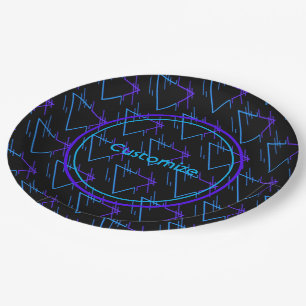 Retro Neon Geometric Pattern 2 Paper Plate