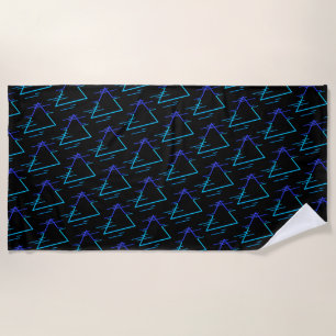 Retro Neon Geometric Pattern 3 Beach Towel