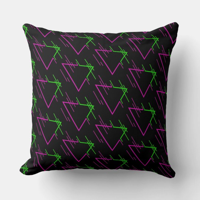 Retro Neon Geometric Pattern Cushion (Front)