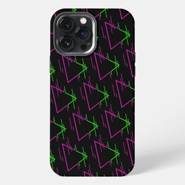Retro Neon Geometric Pattern iPhone Case (Back)