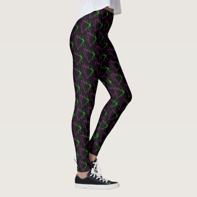Retro Neon Geometric Pattern Leggings (Right)