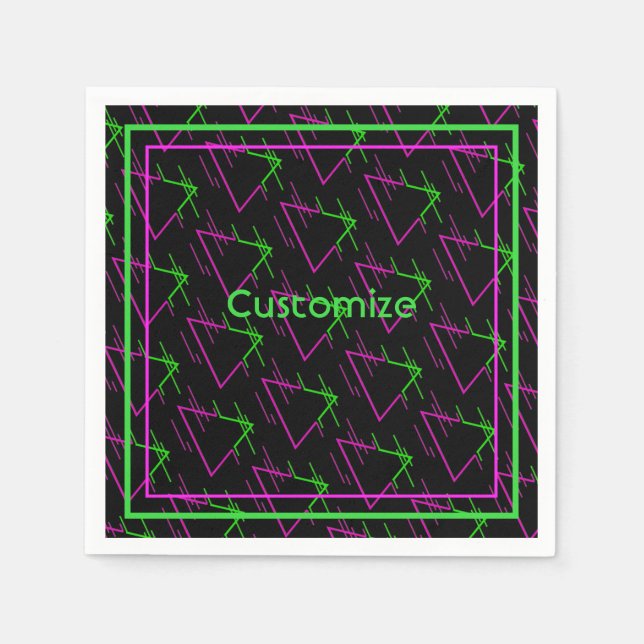 Retro Neon Geometric Pattern Napkin (Front)