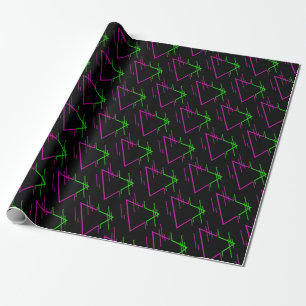 Retro Neon Geometric Pattern Wrapping Paper